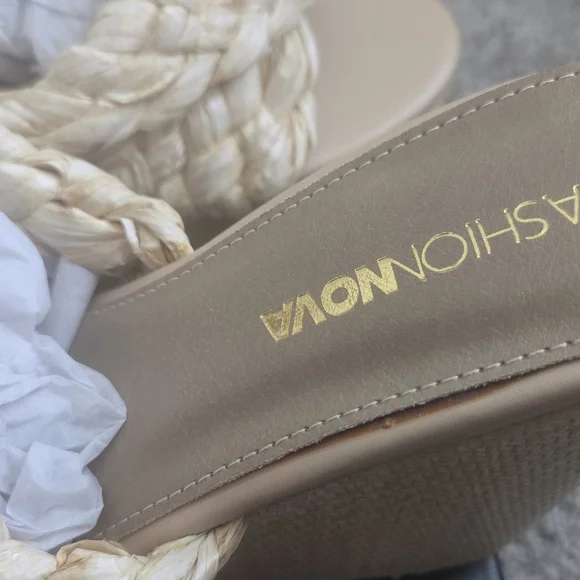 Fashion Nova Women's Cream Wedge Sandals - Picture 3 of 8